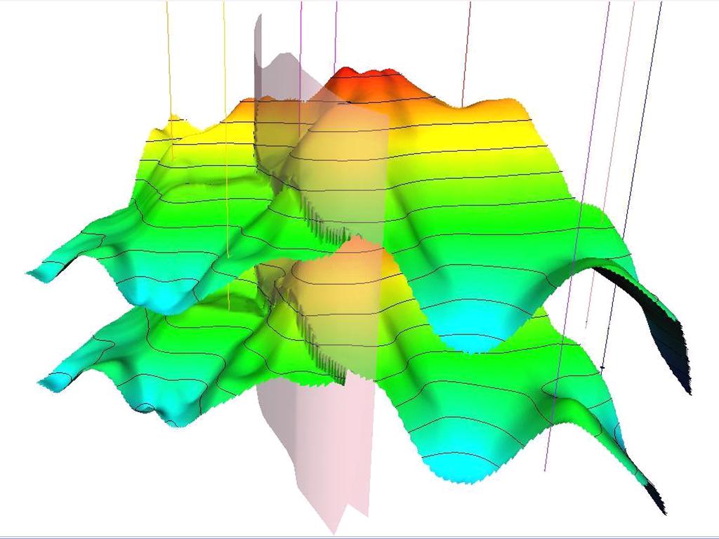 3D structure of an oil field.